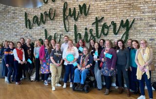 The Milspo gang at Amazon HQ in London, UK. All stood in front of a sign that reads 'Work hard, have fun, make history
