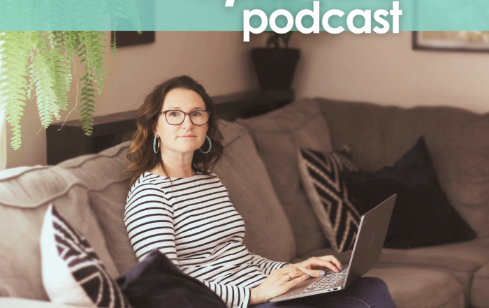 The cover for Episode 3 of The InDependent Spouse with Alex Rickerby. Alex is sat on her sofa, laptop on lap and ready to learn.