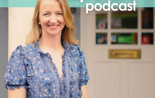 The cover Episode 9 of The InDependent Spouse with Major Jo Vann, who's stood outside her business in a floral blue dress