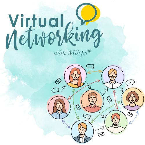 Virtual Networking introduction graphic A pretty Virtual Networking graphic with the logo, and a illustration of networking with smiling faces